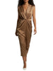 Silence abito midi Eveline satin marrone
