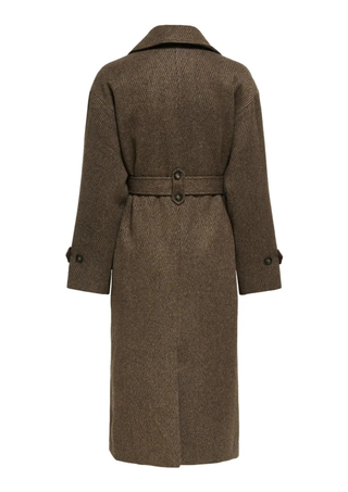 Only cappotto a vestaglia doppiopetto marrone 15353049 SEAL BROWN ONLY