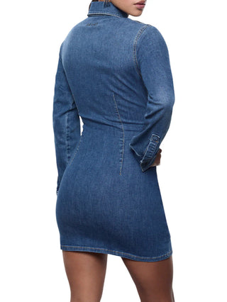 Liu Jo abito corto in denim con stringhe lavaggio medio