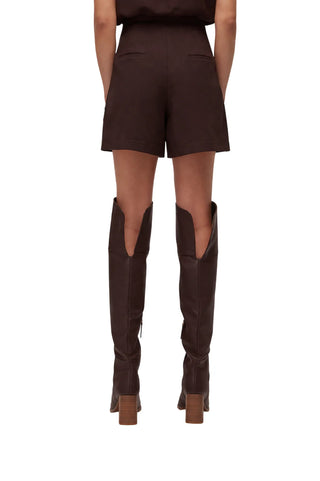 Blugirl shorts donna misto lino con ricami floreali marrone