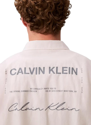 Calvin Klein Jeans camicia manica corta uomo relaxed fit ecrù