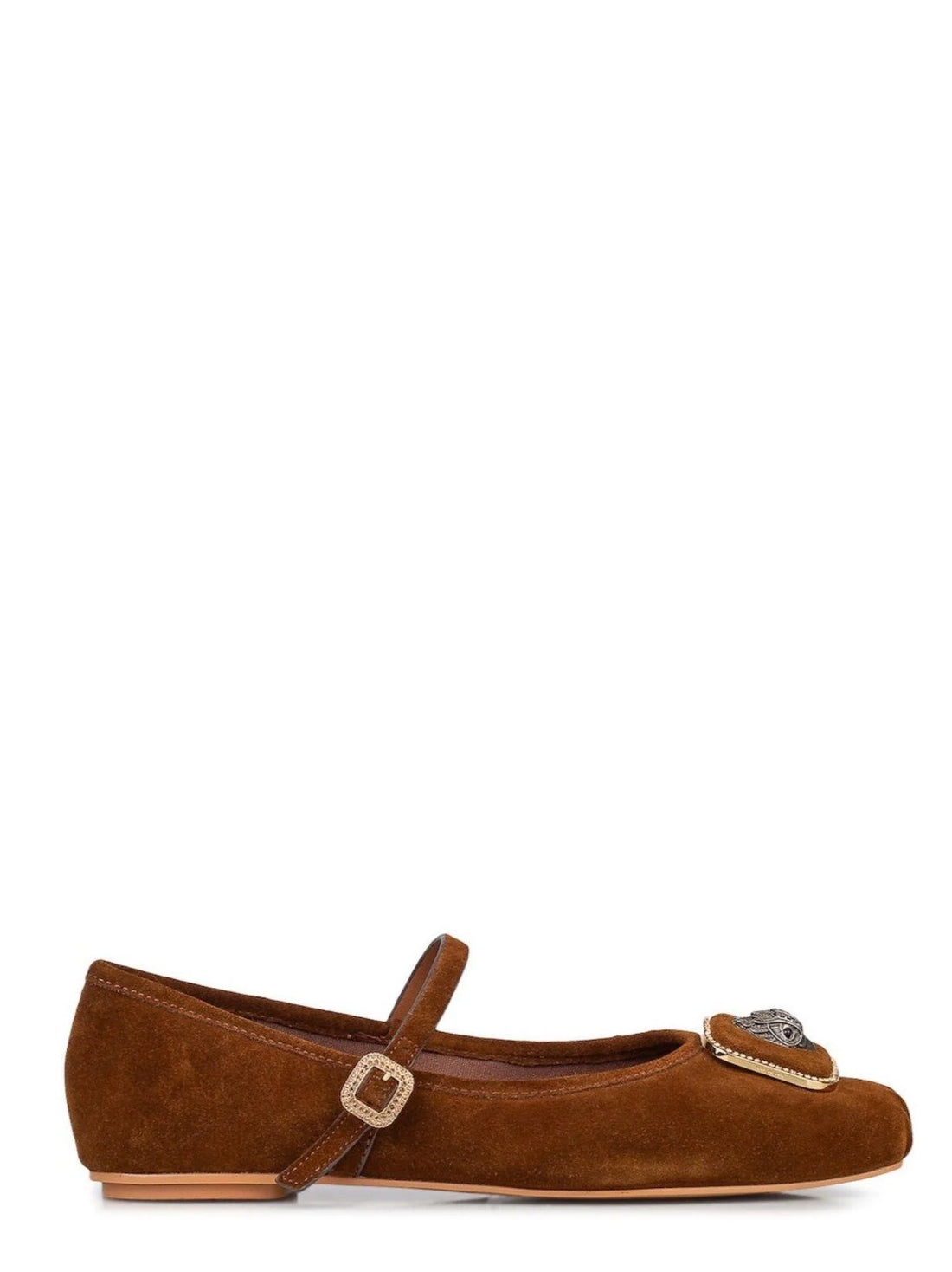 Kurt Geiger ballerine in suede con placca iconica marrone
