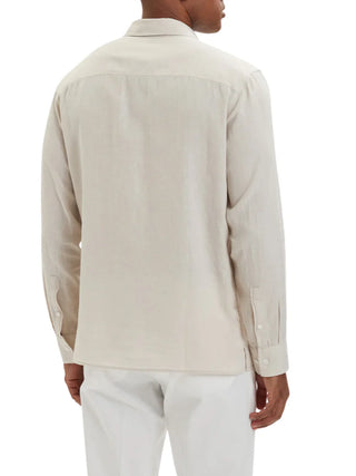 Calvin Klein camicia uomo manica lunga misto lino beige