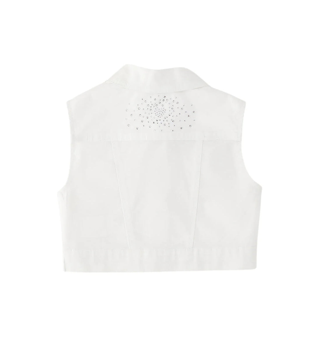 iDo gilet bambina in denim con strass bianco