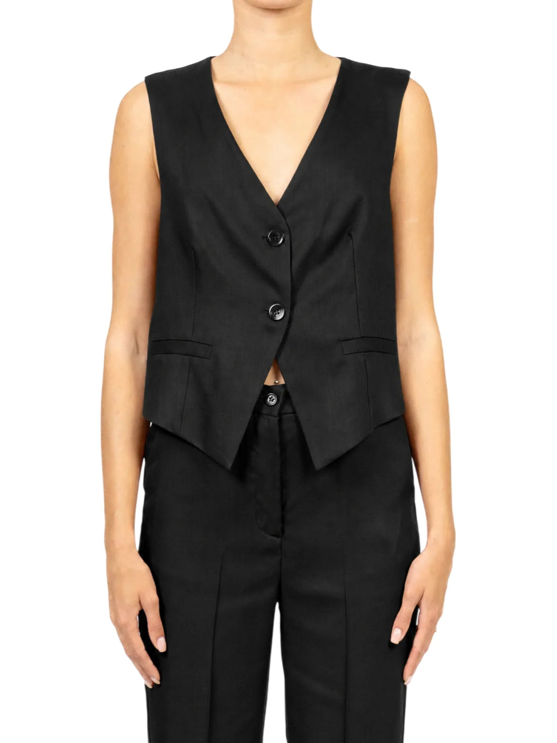Vicolo gilet donna in lyocell nero