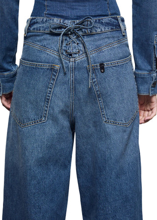 Liu Jo jeans gamba larga Dea con stringhe lavaggio blu