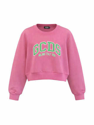 Gcds felpa bambina con logo rosa