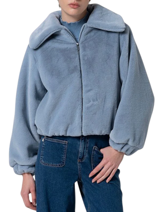 Surkana pelliccia ecologica con zip celeste 555LAPE422 59 SURKANA 