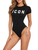 Icon body donna manica corta con logo nero