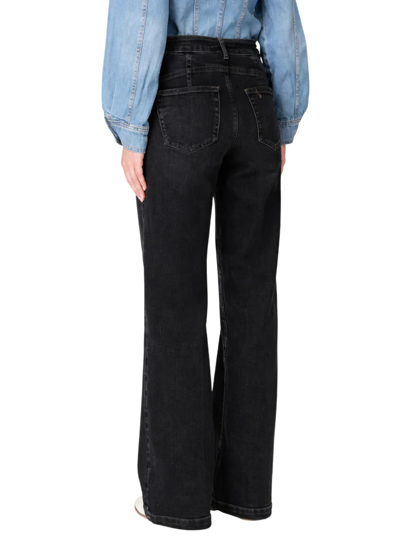 Liu Jo jeans flare vita alta con cintina lavaggio nero