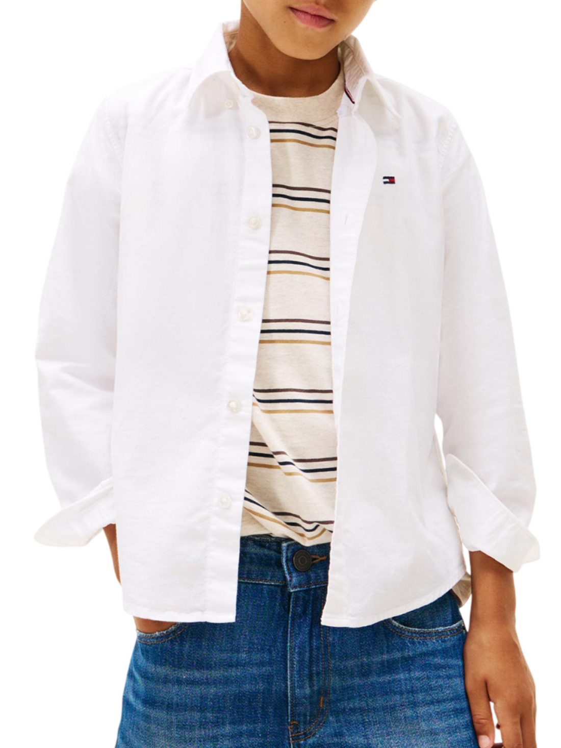 Tommy Hilfiger camicia bambino manica lunga bianco