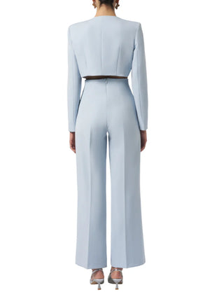 Silence pantaloni palazzo vita alta celeste