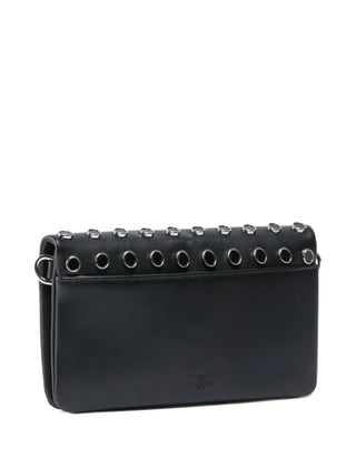 Pinko borsa Click Soft Horizontal mini con borchie nero