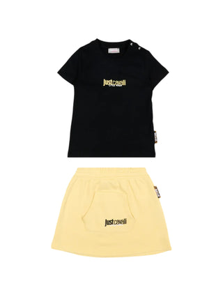 Just Cavalli completo neonata T-shirt e gonna nero giallo