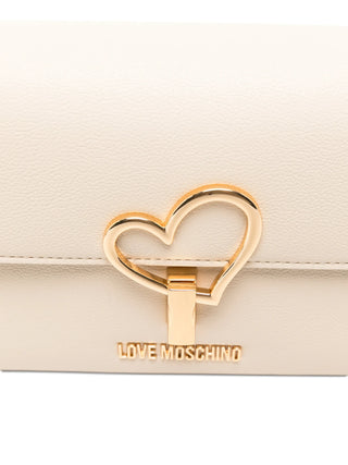 Love Moschino borsa a tracolla in ecopelle martellata ecrù