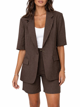 Sandro Ferrone giacca blazer manica corta marrone