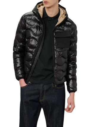 Blauer giubbino imbottito uomo Bryant con cappuccio nero