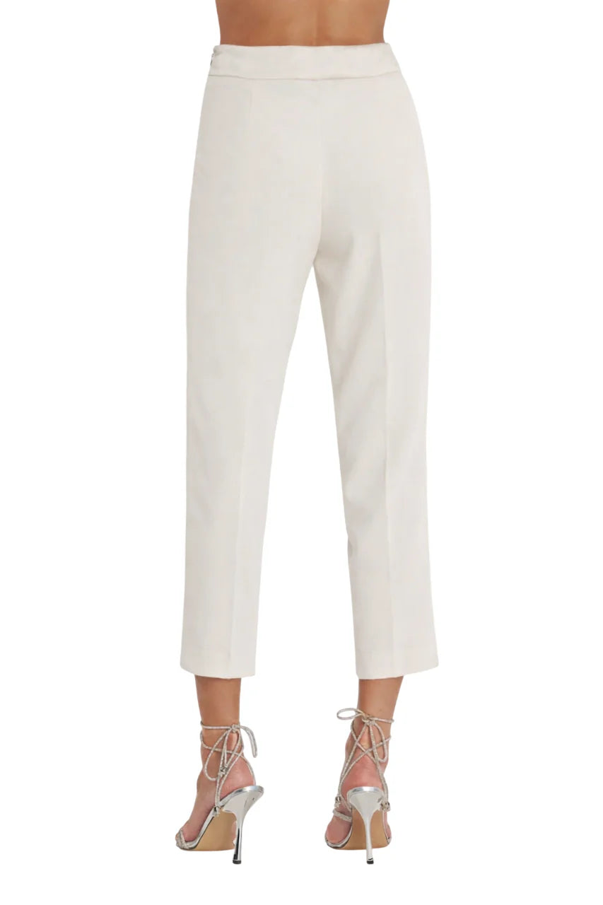 Relish pantaloni slim Nantes con banda satin avorio