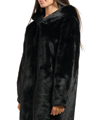 Yes Zee pelliccia ecologica con cappuccio nero O059-KI00 0801 YES-ZEE 