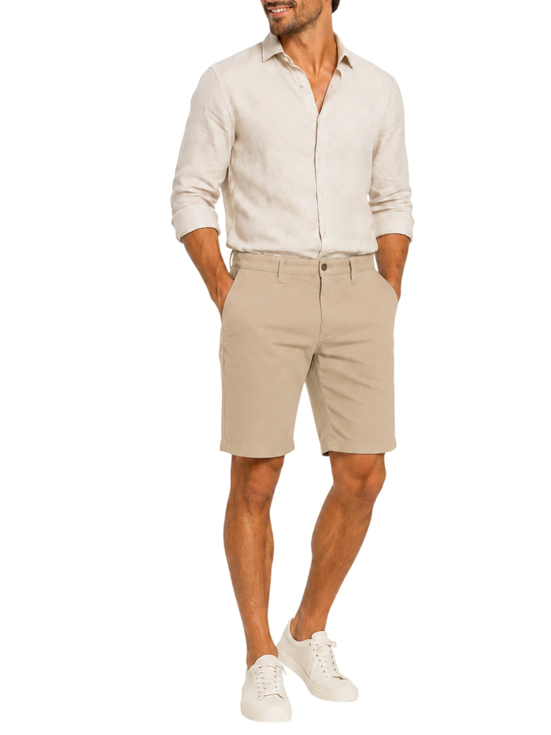 Le Braghe bermuda chino uomo slim beige