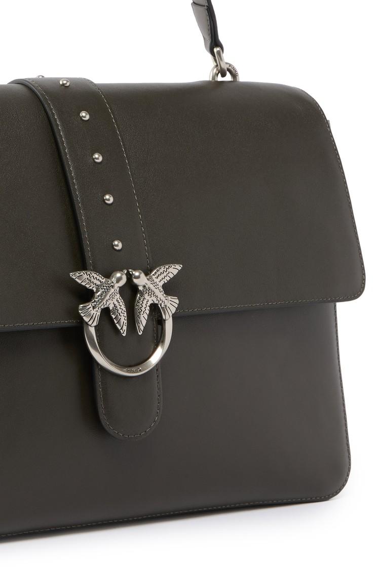 Pinko borsa Love One Extra Slouchy in pelle verde bosco