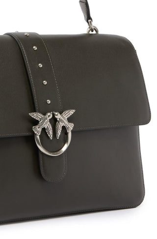 Pinko borsa Love One Extra Slouchy in pelle verde bosco