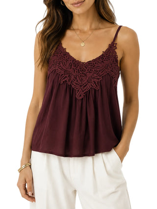 Haveone top donna con applicazione macramè borgogna