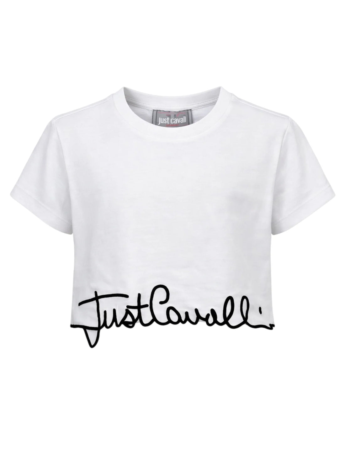 Just Cavalli T-shirt crop bambina con logo bianco
