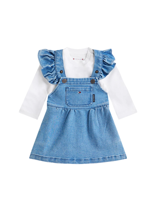 Tommy Hilfiger abito salopette neonata in denim blu