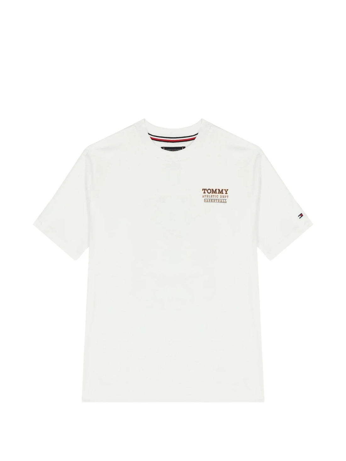 Tommy Hilfiger T-shirt bambino in jersey con stampe basketball bianco