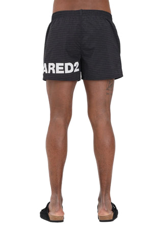 Dsquared2 boxer mare uomo con logo all over nero