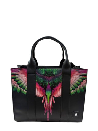 County of Milan borsa in ecopelle con stampa iconica nero COMAF250127 NERO-PINK WINGS COUNTY OF MILAN 