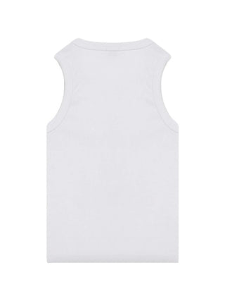 GCDS top a costine crop bambina con logo bianco