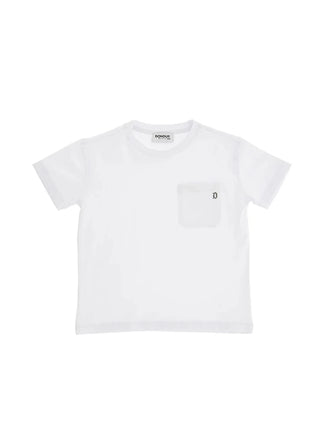 Dondup T-shirt bambino in jersey con taschino bianco