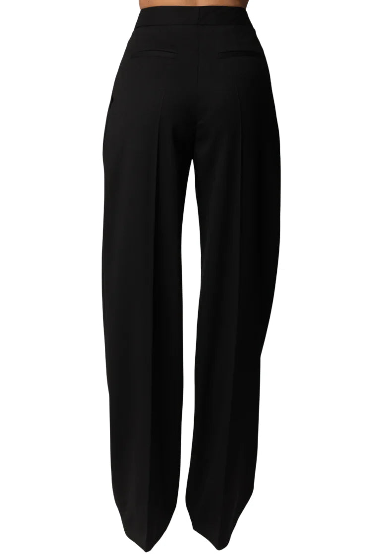 Elisabetta Franchi pantaloni gamba larga donna con pinces nero
