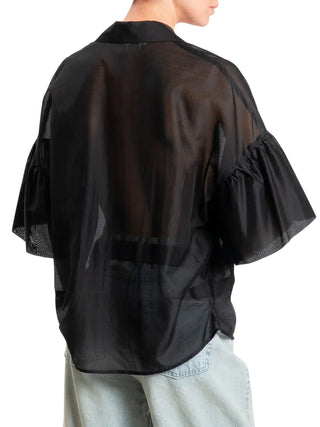 Vicolo camicia in georgette con trasparenze nero