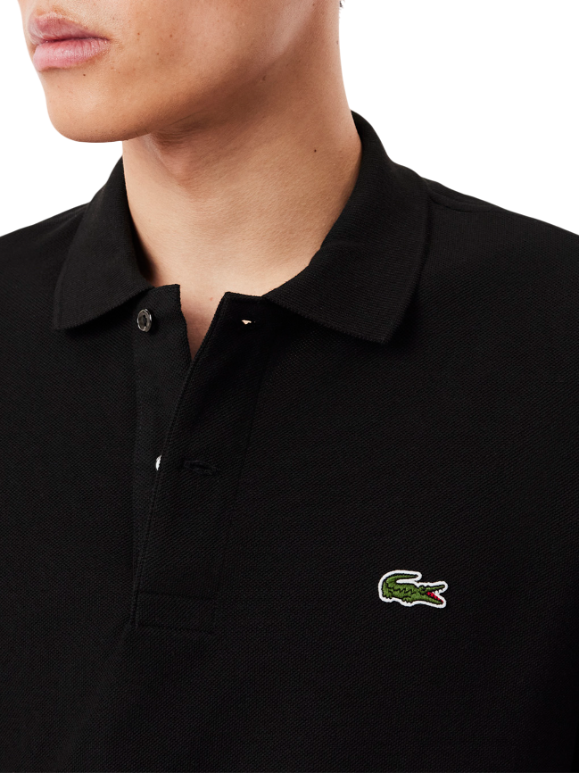 Lacoste polo manica lunga 12.12  in piquè nero
