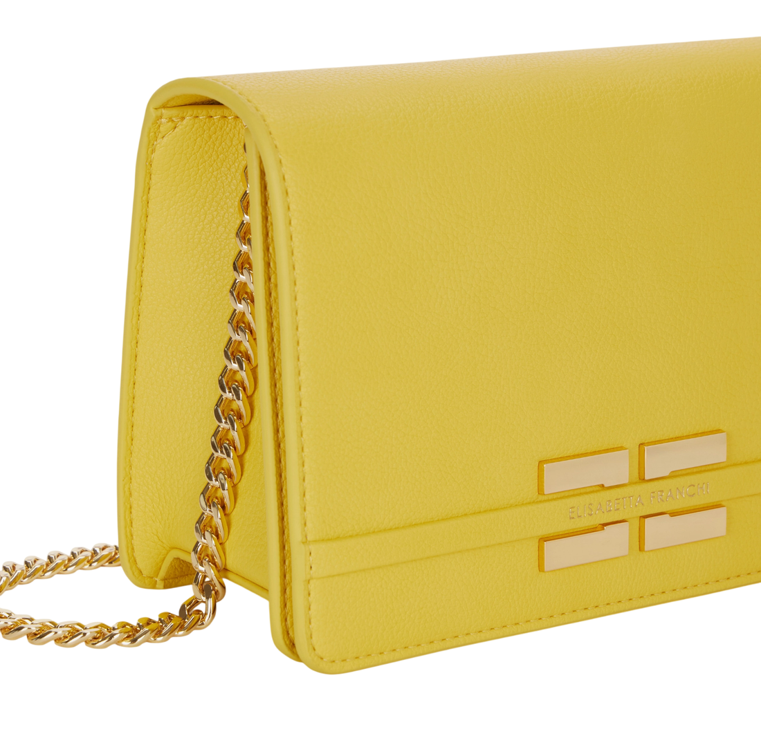 Elisabetta Franchi borsa a tracolla in ecopelle martellata gialla