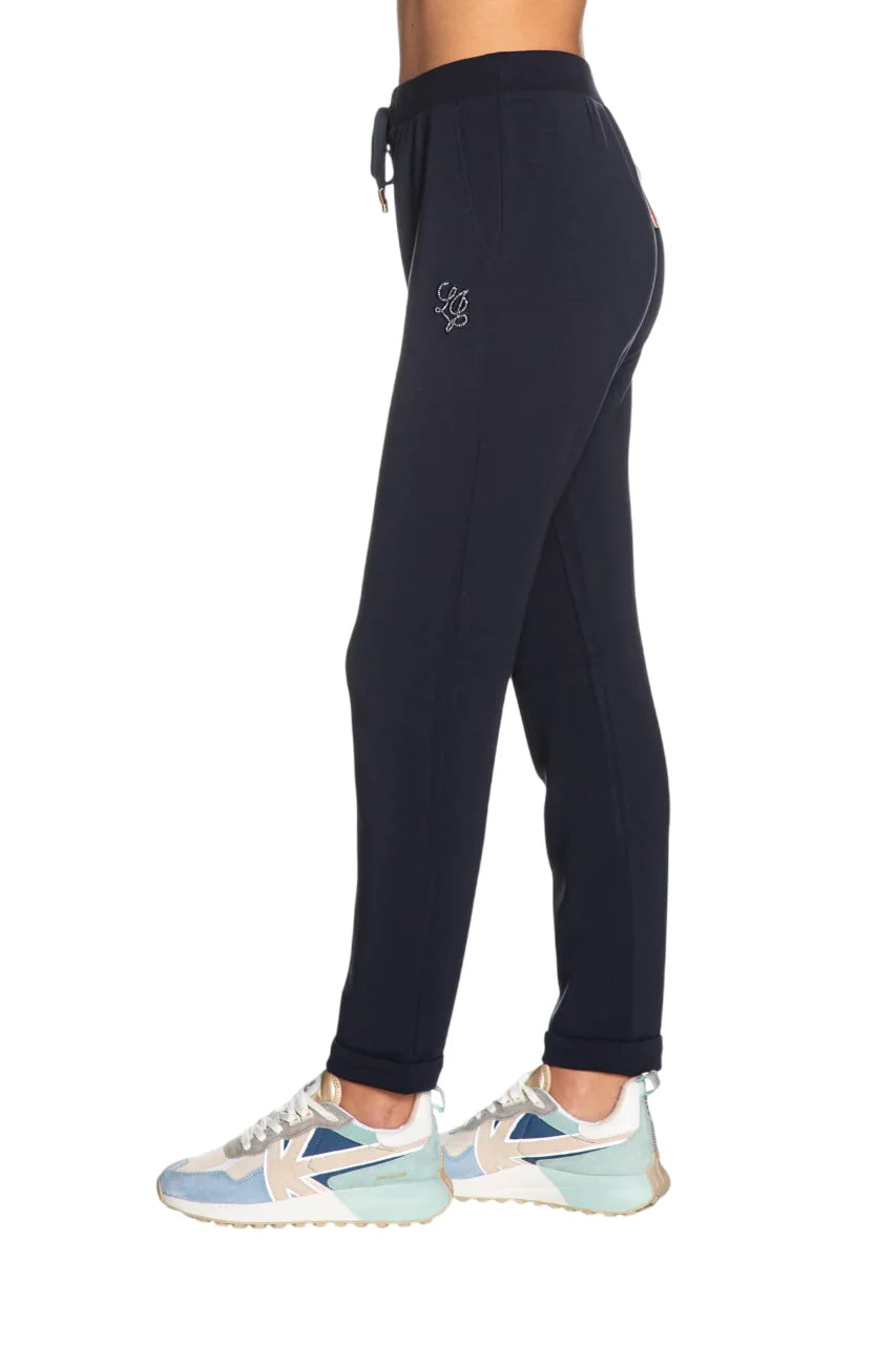 Liu Jo pantaloni joggers con logo strass blu