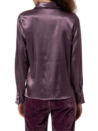 Surkana camicia satin manica lunga viola 565LIKI122 45 SURKANA
