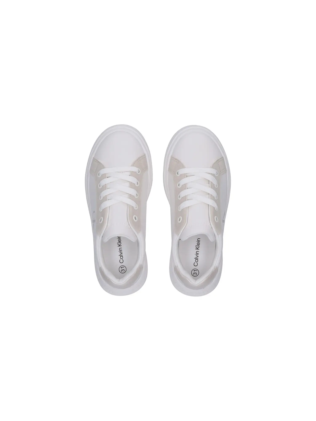 Calvin Klein sneakers bambina in ecopelle bianco beige