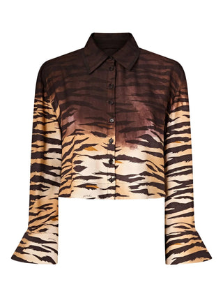Pinko camicia Cordelia in twill stampa animalier multicolor