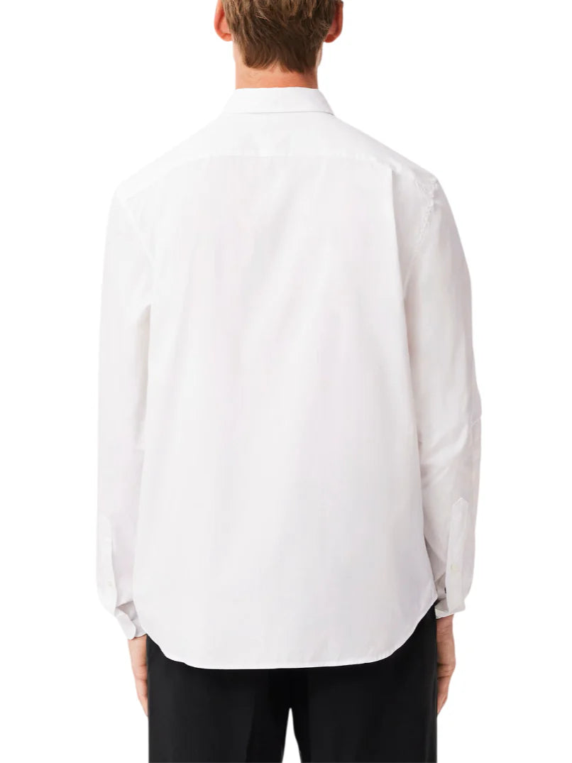 Lacoste camicia uomo manica lunga in cotone bianco