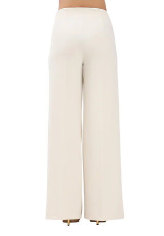 Vicolo pantaloni palazzo in tessuto crepe bianco latte