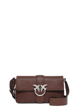 Pinko borsa Love One Slouchy con zip in pelle marrone argento 105081-A2JG L74E PINKO 
