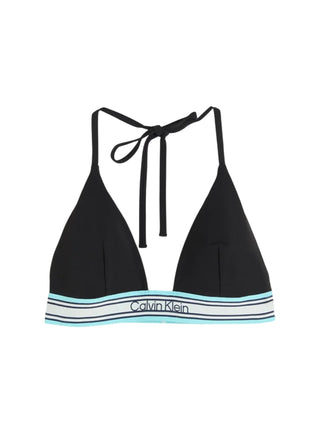 Calvin Klein top bikini triangolo con fascia logata nero