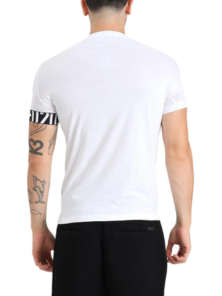 Dsquared2 T-shirt uomo manica corta con fascia logata bianco nero