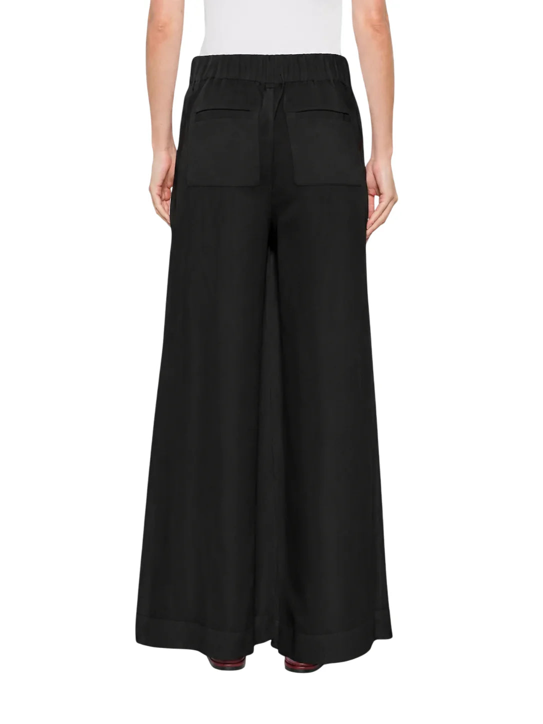 Jc Sophie pantaloni palazzo Leaf misto lino nero