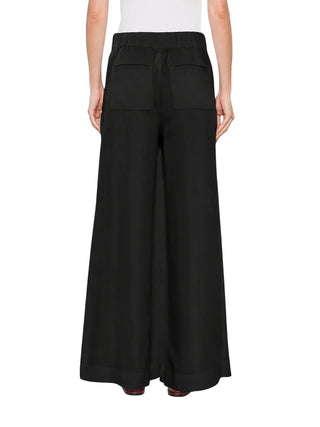 Jc Sophie pantaloni palazzo Leaf misto lino nero