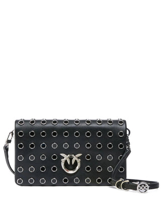 Pinko borsa Click Soft Horizontal mini con borchie nero